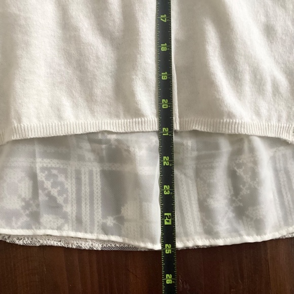 Anthropologie Ivory Mixed Media Lace Knit Boho Top NWT Size Large - Picture 7 of 11